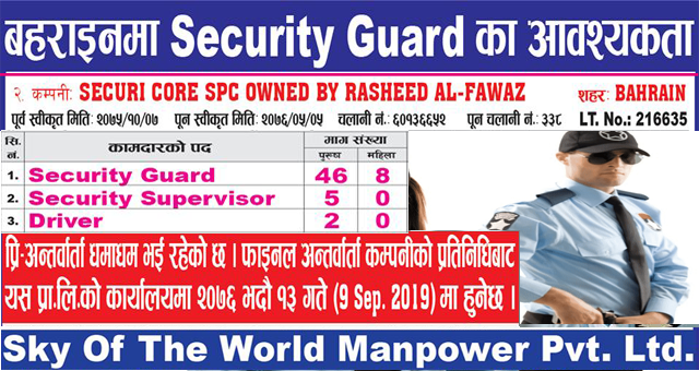 61 Candidates Required for Security Guard & Driver job In Baharin