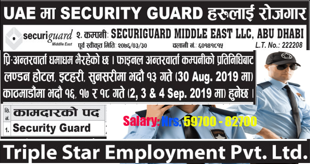 200 Candidate Require for Security Guard job in UAE