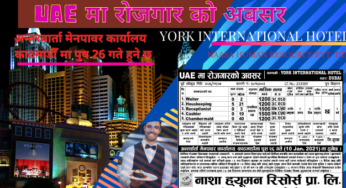 Vacancy From York International Hotel Dubai For Nepali Male Female