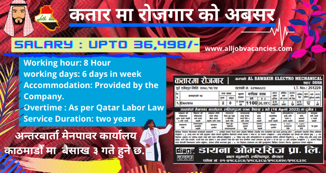 Job in Qatar for Nepali | Electrician Vacancy in Doha