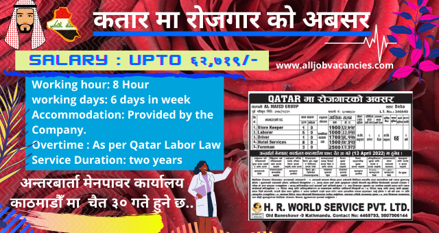 Baideshik Rojgar New Demand 2022 | Job in Qatar For Nepali