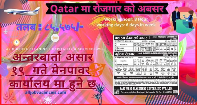 Qatar Job Demand in Nepal 2079 | Vacancy for Labourer and Foreman